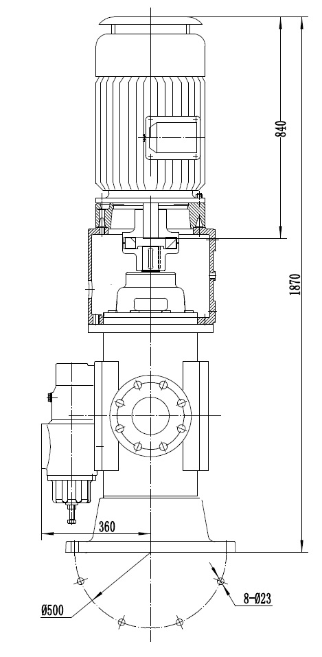 SNS1300R54U12.1W2立式三螺杆泵安装尺寸图